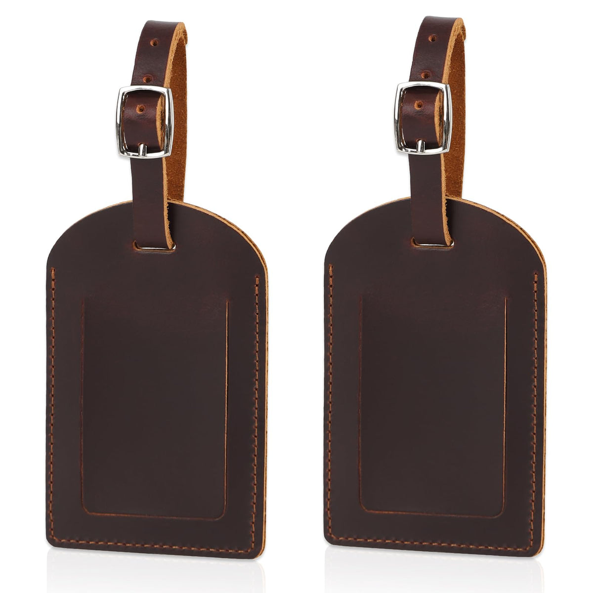 Ringsun Genuine Leather Luggage Tag for Suitcases ID Tags Bag Tags for Luggage (2 Pack)
