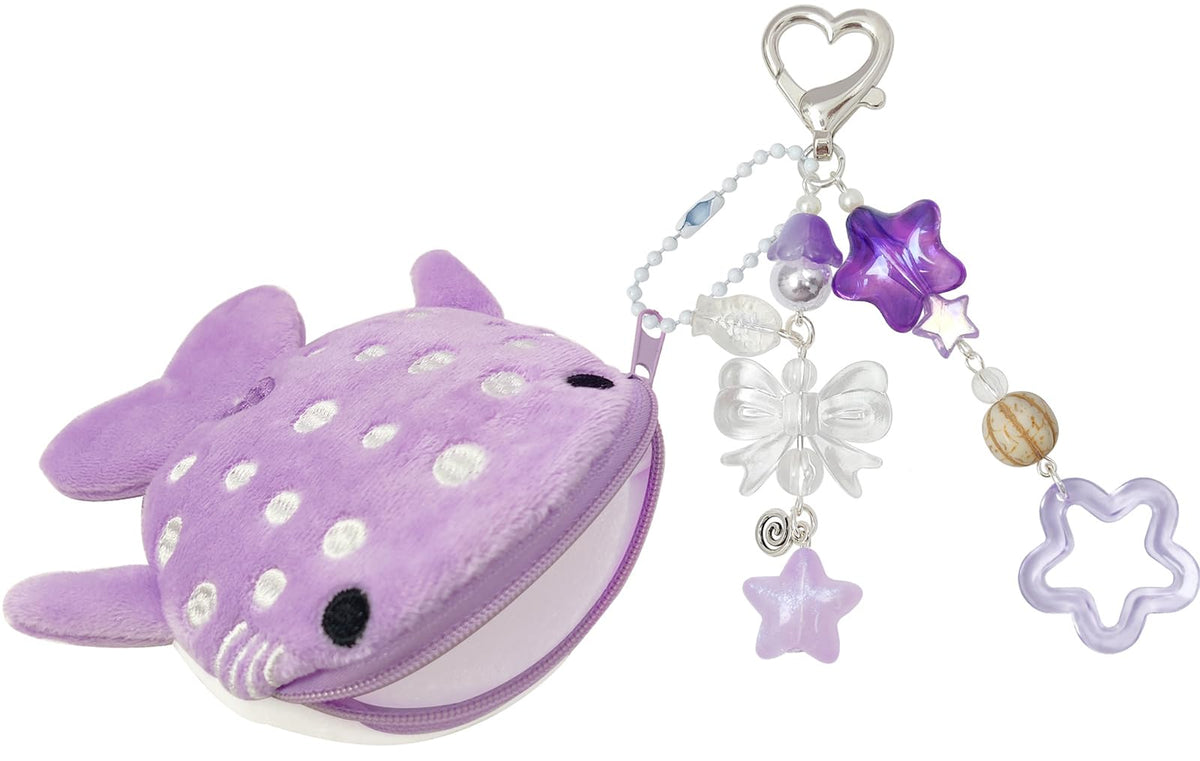 Cute Keychain Whale Shark Coin Purse Keychain Cute Plush Zipper Change Pouch, Kawaii Handmade Wallet for Women