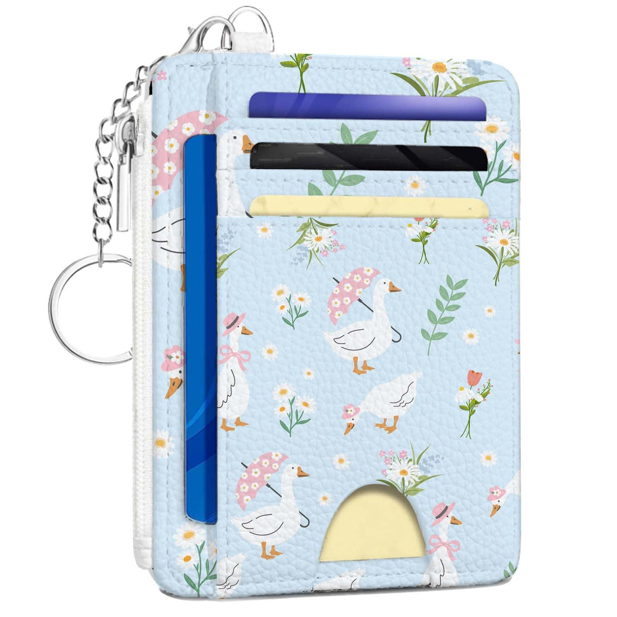 Gifts for Cat Lovers,Funny Cat Credit Card Holder Small Keychain Wallet for Women, Cute Blocking Wallet Coin Pocket,Front Pocket Thin Travel Card Case with ID Window