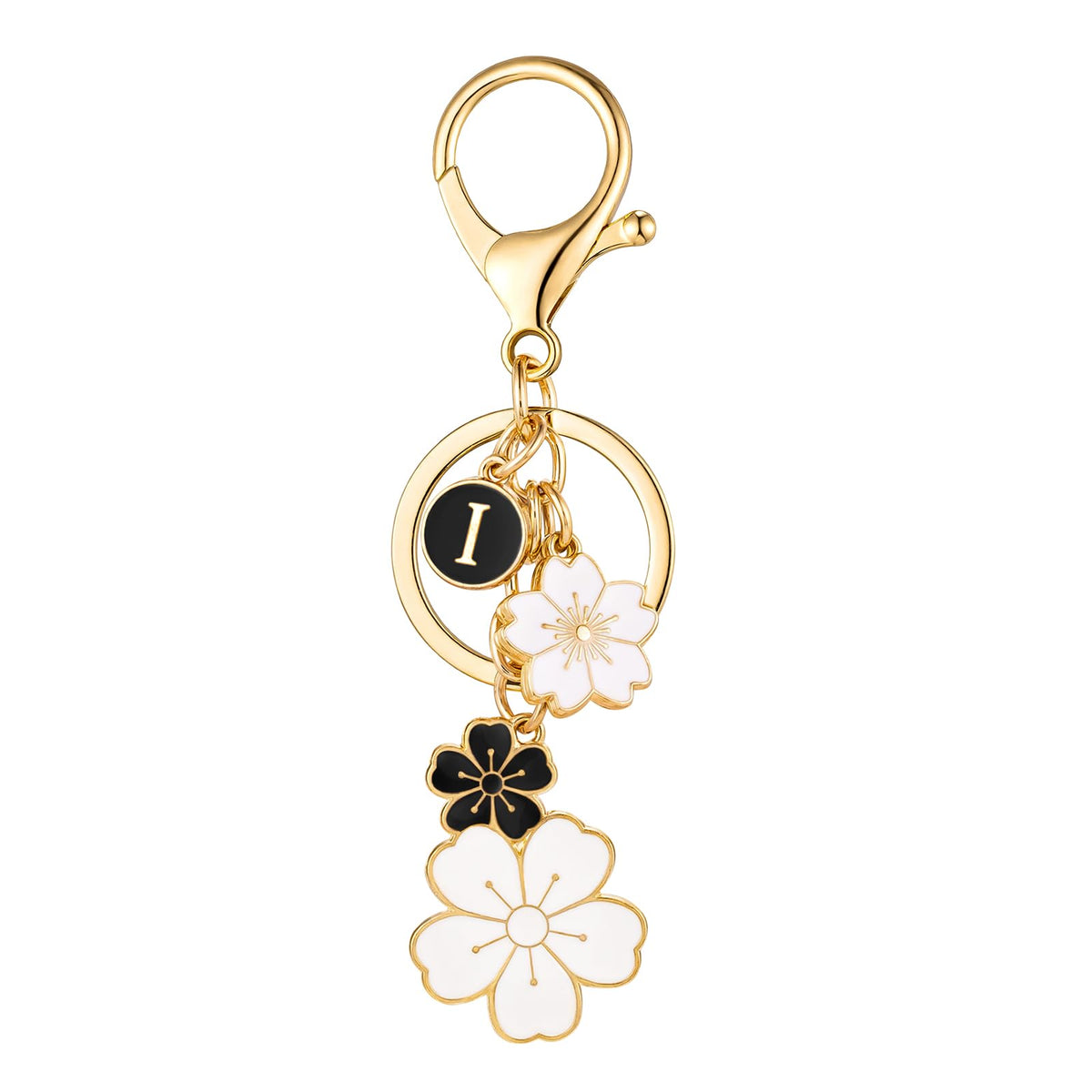 SELOVO Initial Keychain Flower Charms for Key Cute Pink Letter Keyring for Backpack