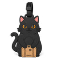 Peeking Black Cat Green Suitcase Silicone Luggage Tag for Travel Bags, Flexible Name Label with Adjustable Strap, Cute Identifier for Carry On, Backpacks, School Bags and Pet Lovers