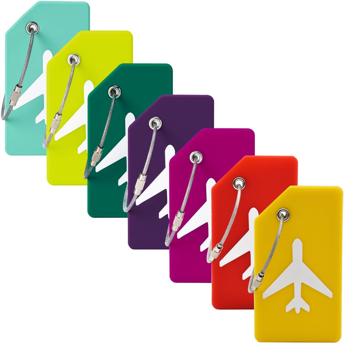 7 Pack Silicone Luggage Tag for Suitcases with Stainless Loop, TSA Approved, Privacy Protection Travel Essentials Bag Tags(Colorful)
