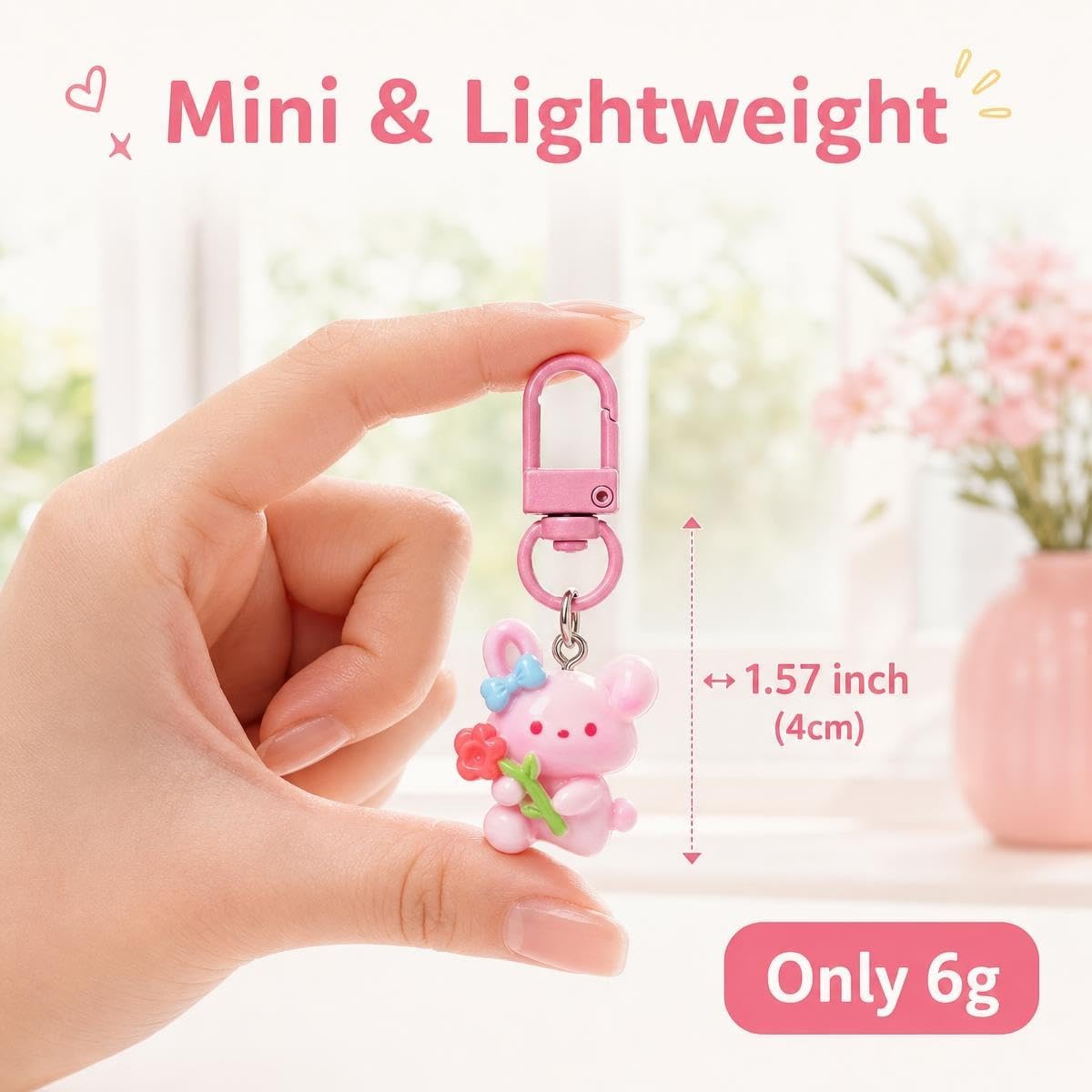resin cartoon animal pendant with metal clasp for bag and keys