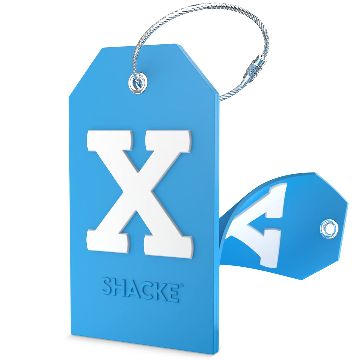 Shacke Initial Luggage Tag with Privacy Cover & Steel Loop (Orange, B)