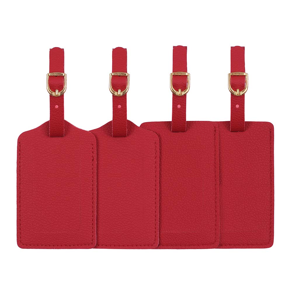 Vigorport Luggage Tags, Leather Personalized Suitcase Tag Set of 4 Pack