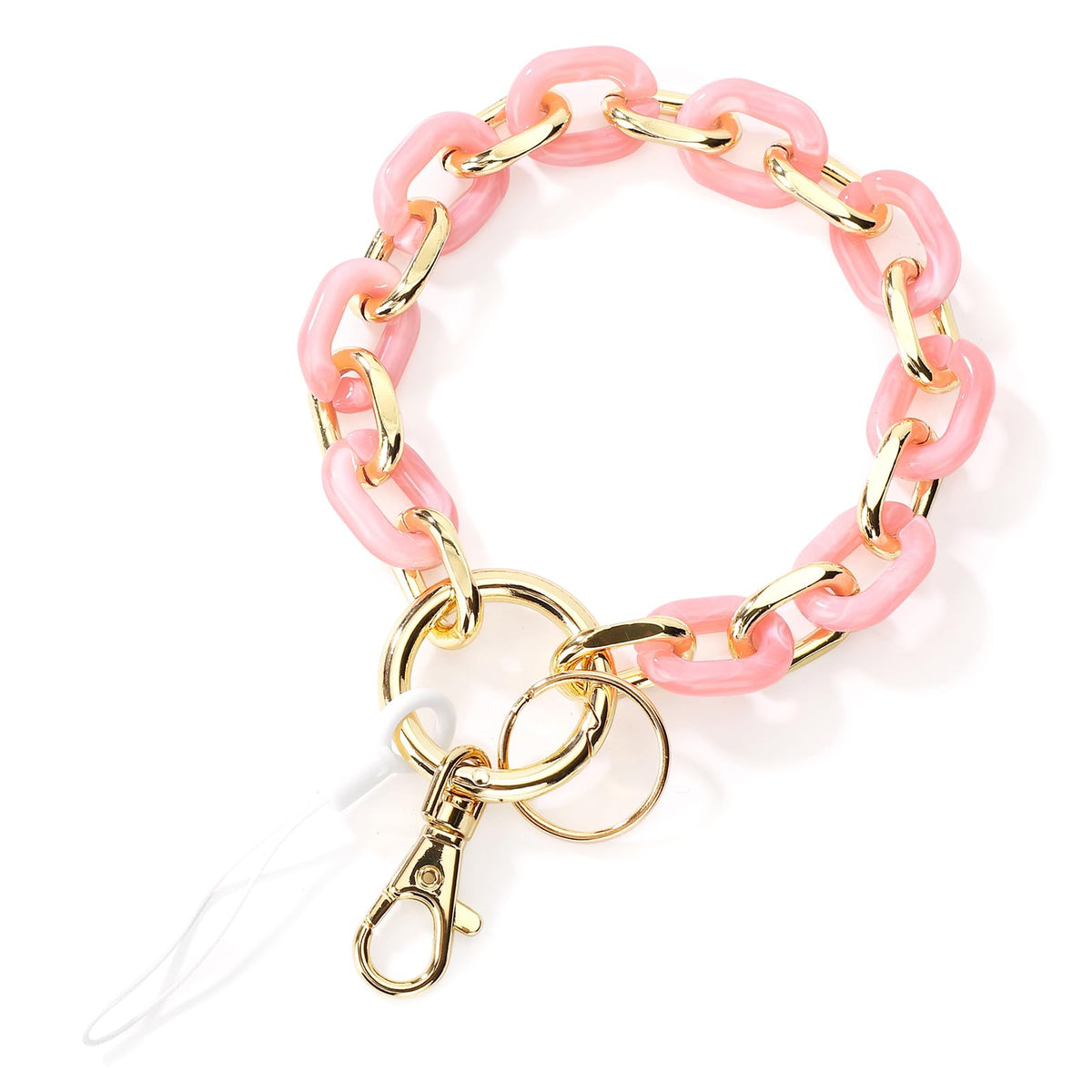 Junyuerly Stylish Wrist Lanyard Keychain Wristlet Key Chains Resin and Hardware Chains Link Gold Key Ring Bracelet for Women