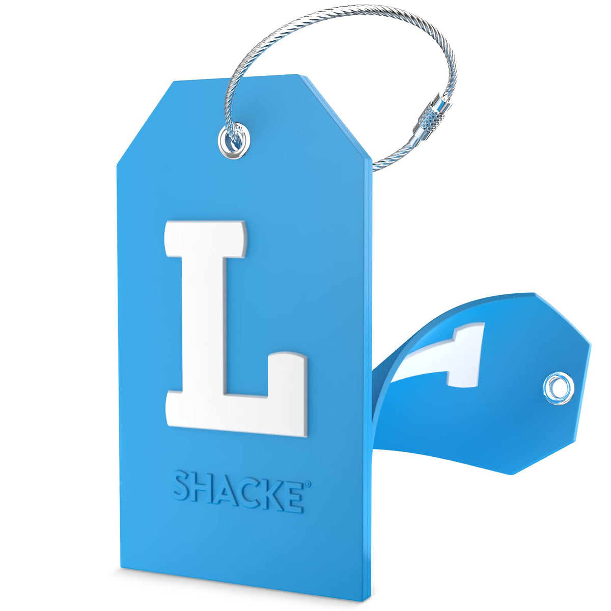 Shacke Initial Luggage Tag with Privacy Cover & Steel Loop (Orange, B)