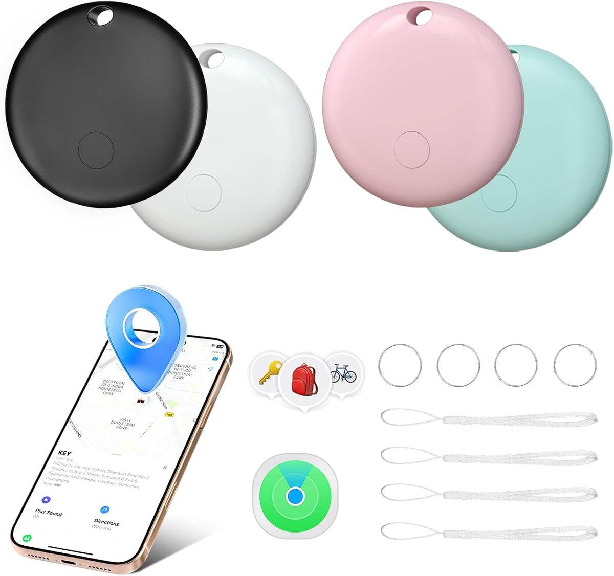 Tracker Tags for Apple Find My, Key Finder for Luggage Keys Wallet 4Col