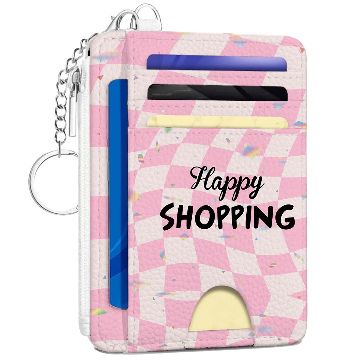 Gifts for Cat Lovers,Funny Cat Credit Card Holder Small Keychain Wallet for Women, Cute Blocking Wallet Coin Pocket,Front Pocket Thin Travel Card Case with ID Window