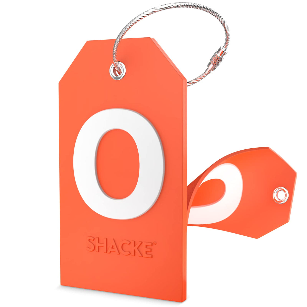 Shacke Initial Luggage Tag with Privacy Cover & Steel Loop (Orange, B)