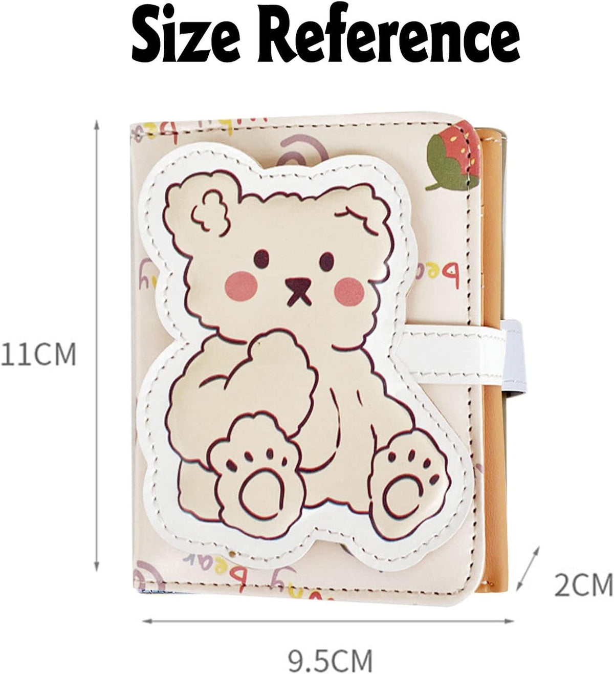 Kawaii Bear Wallet Cute Cartoon Card Holder Girls Coin Purse Anime Key Bag Card Case Front Pocket Wallet (Beige-1)