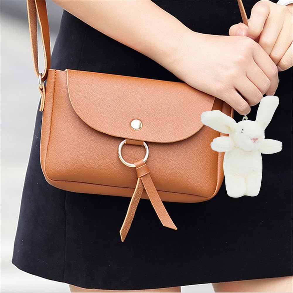 Miokkley Cute Bunny Plush Keychain for Backpack, 3.5" Inch Mini Rabbit Keychain Purse Charm Pendant Gift for Women