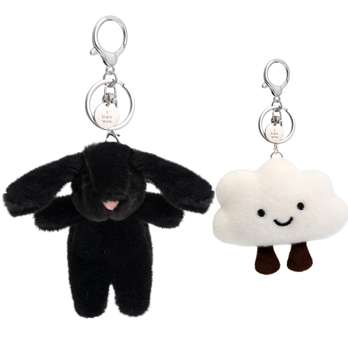 Cute Keychain Bunny Plush Rabbit Key Chain Smiling Cloud Keychains Women Bag Purse Backpack Charms