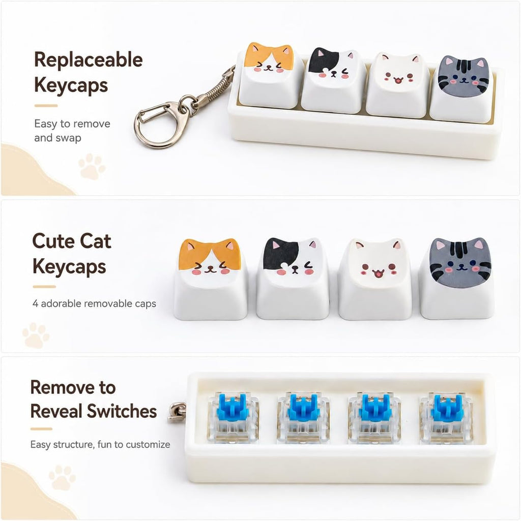 Cute Cat Keyboard Keychain Keyboard Clicker Keychain