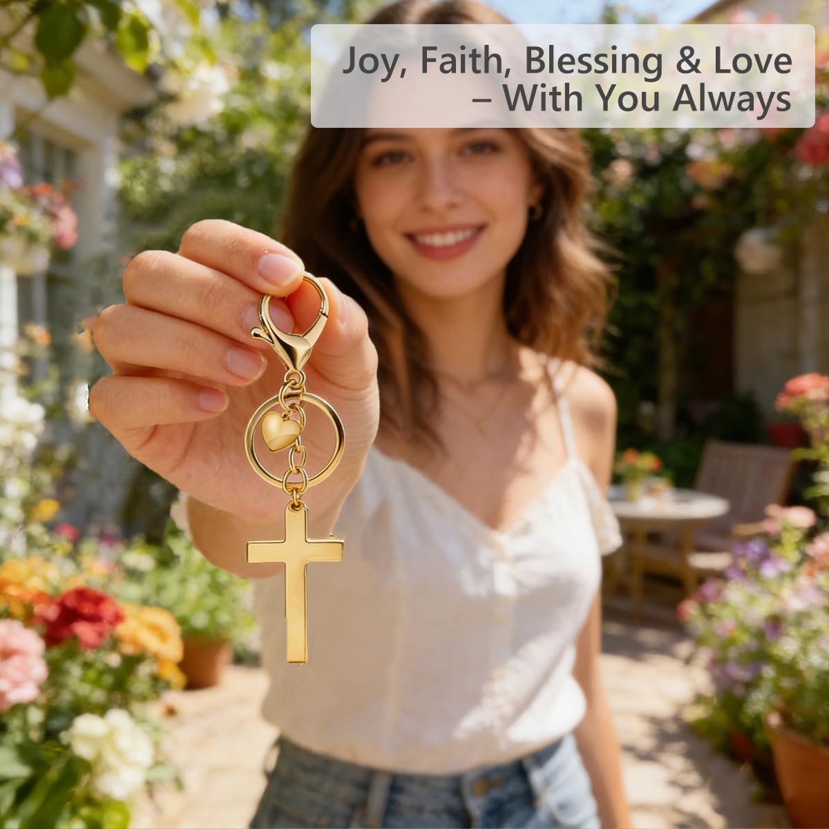 Cross Keychain Bag Charm for Women Christian Religious Gifts Easter Jesus Keychain for Women Purse Handbag Car Keys