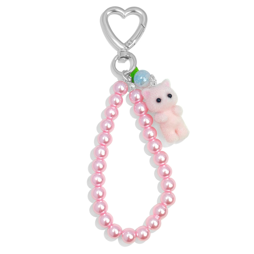 Cute Pink Fuzzy Cat Aesthetic Y2K Stylish Keychains