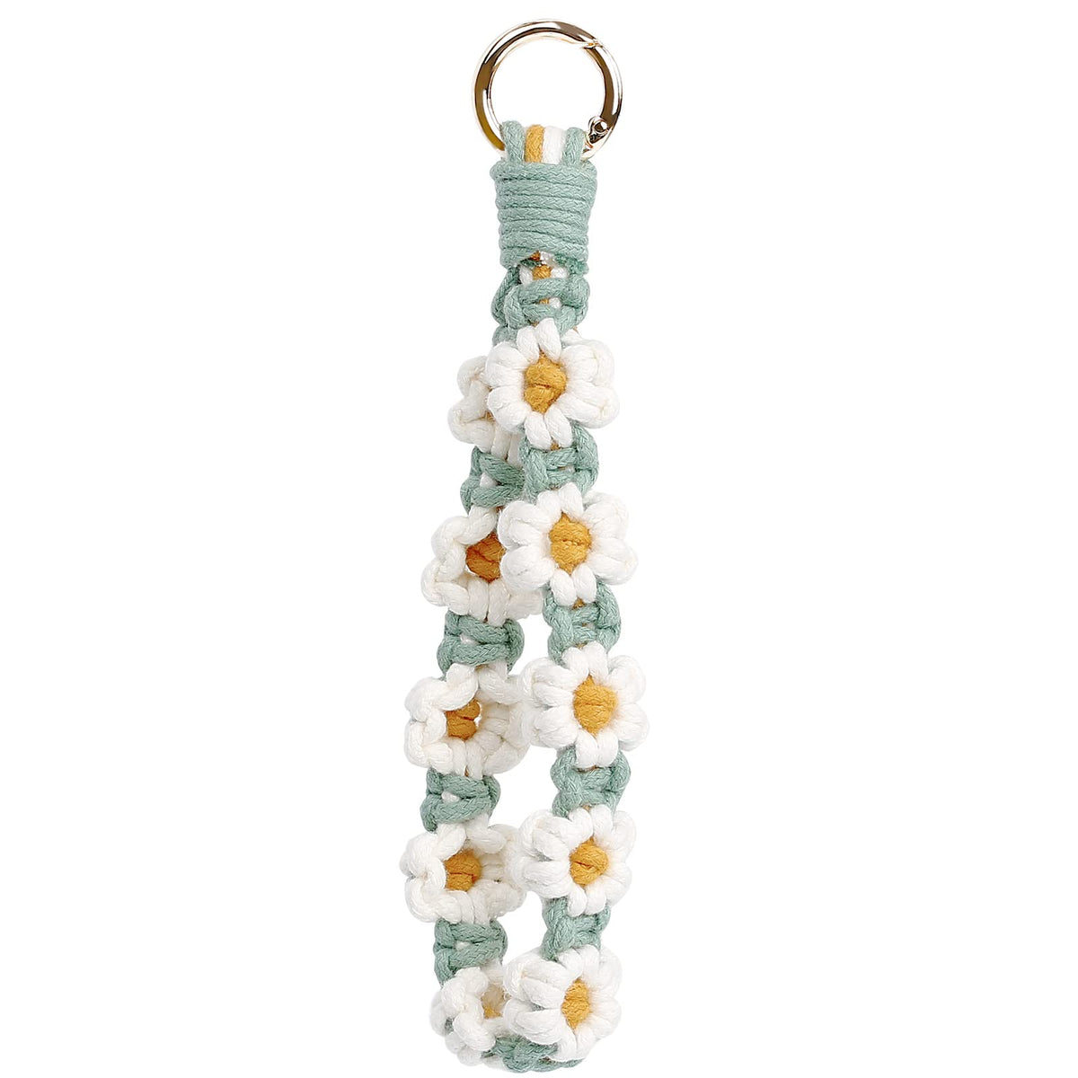 elephtree Boho Macrame Keychain Wristlet Keychain Weave Exquisite Keyring Holder Bracelet Handmade Wrist Lanyard for Women