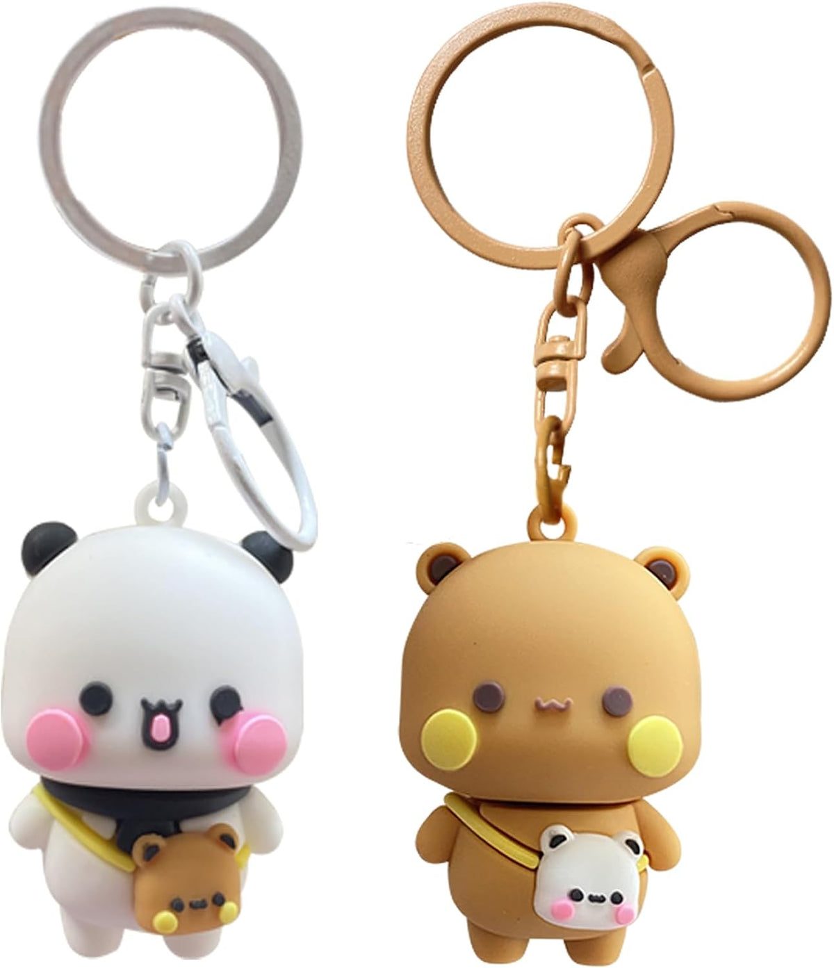 2PCS BuBuuu and Duduuu Cute Keychains,Mini Kawaii Cartoon Statue Figurine Key Chain for Women Girl Backpack