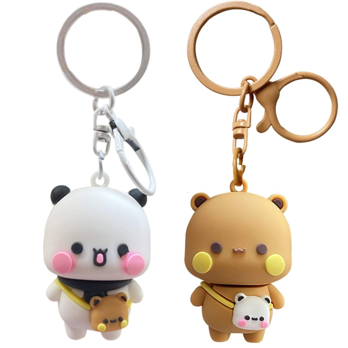 2PCS BuBuuu and Duduuu Cute Keychains,Mini Kawaii Cartoon Statue Figurine Key Chain for Women Girl Backpack