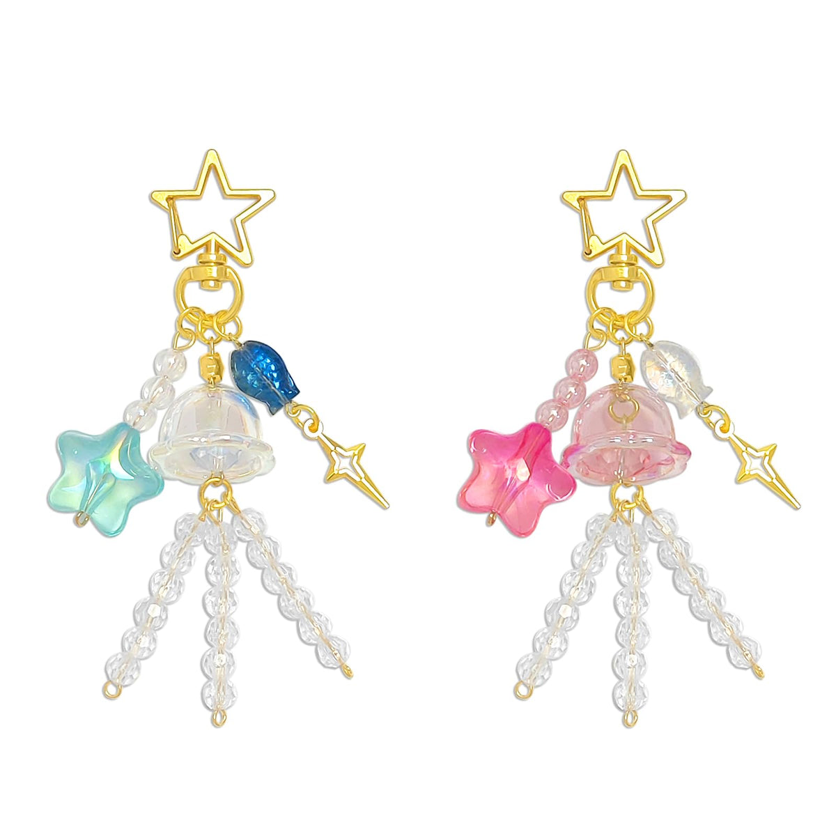 cioatu Y2K Aesthetic Keychains for Women Cute Flowers Star Cake Jellyfish Keychins Charms Kawaii Bag Purse Decor
