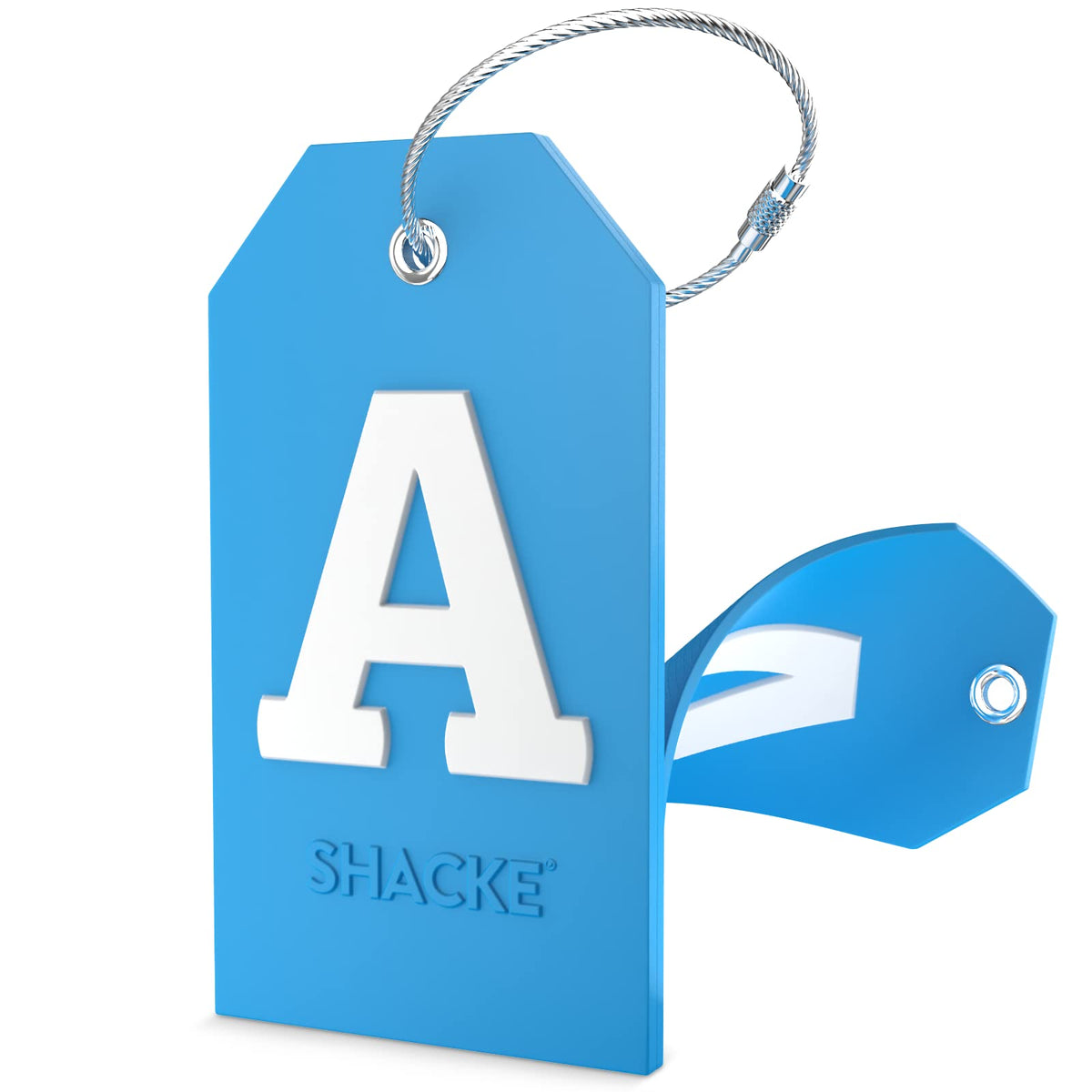 Shacke Initial Luggage Tag with Privacy Cover & Steel Loop (Orange, B)