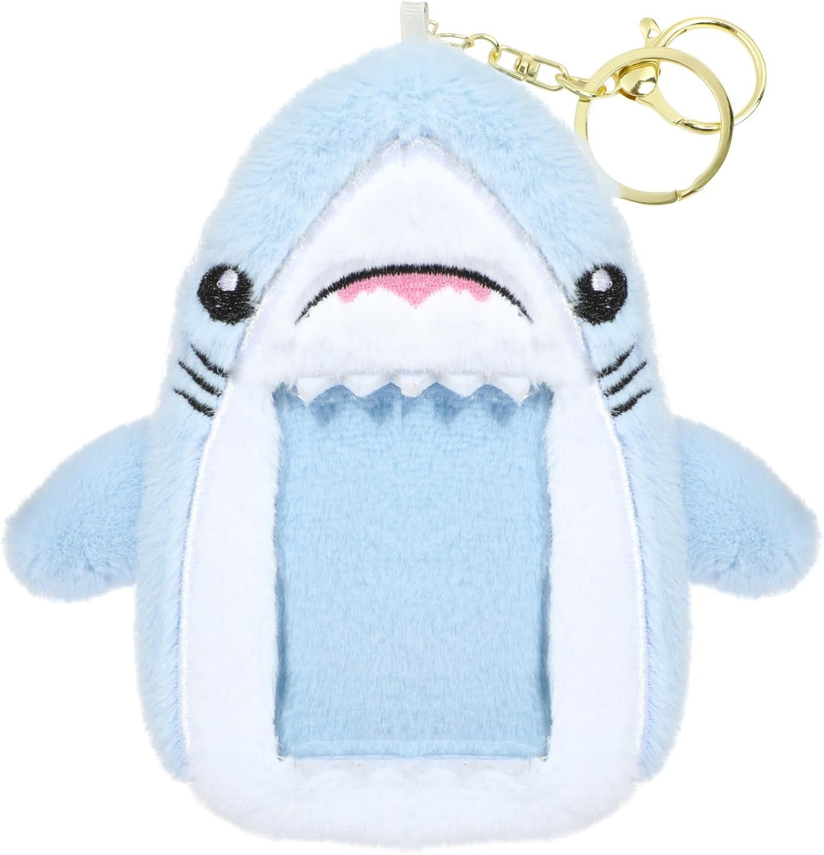 NEWEST Shark Plush Kpop Photocard Holder with Keychain, Cute Shark ID Badge Holder Protector Cover, Soft Cartoon Sea Creature Photo Case Sleeves Stationery for Idol ID Card Student Worker Bag Charm