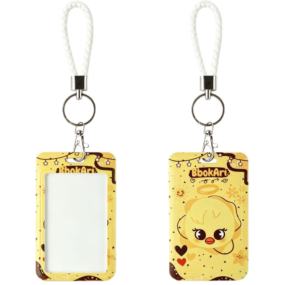 SK-Z Cartoon Photocard Holder with Lanyard, Cute Animal Themed Photocard Holder Keychain Hard Shell Protective Photo Sleeves