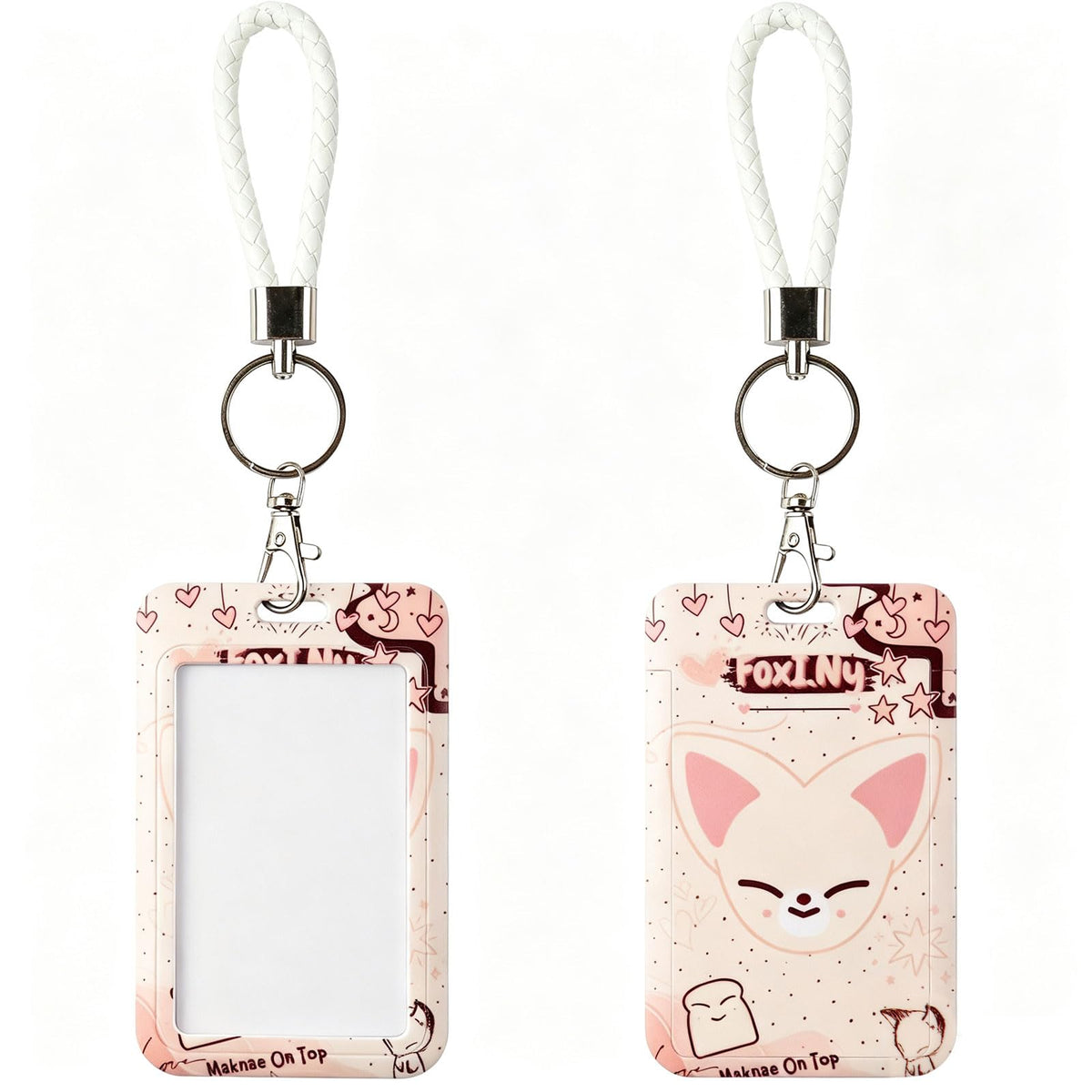 SK-Z Cartoon Photocard Holder with Lanyard, Cute Animal Themed Photocard Holder Keychain Hard Shell Protective Photo Sleeves