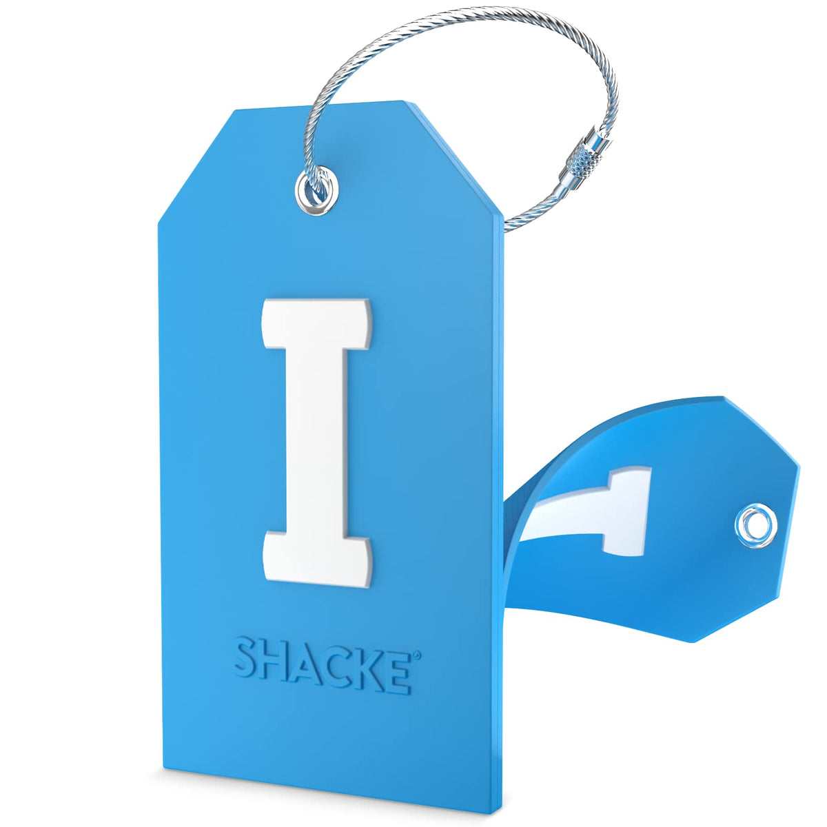 Shacke Initial Luggage Tag with Privacy Cover & Steel Loop (Orange, B)