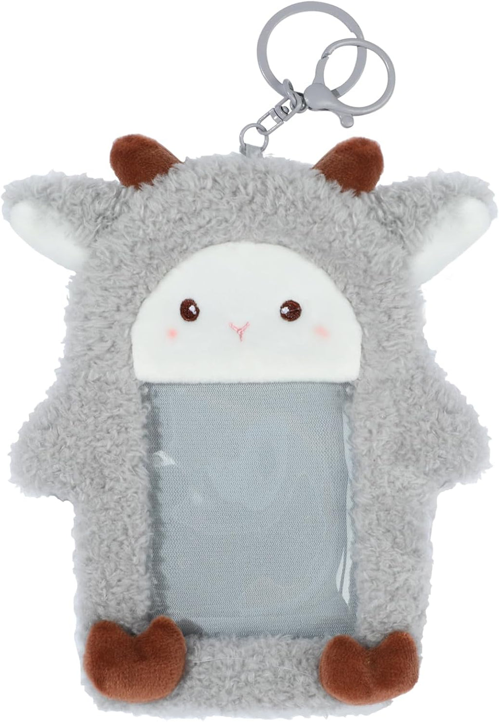 NEWEST Sheep Plush Kpop Photocard Holder with Keychain, Soft Lamb ID Badge Holder Protector Cover, Cute Cartoon Farm Animal Photo Case Sleeves for Idol ID Card Student Worker Bag Charm Pendant