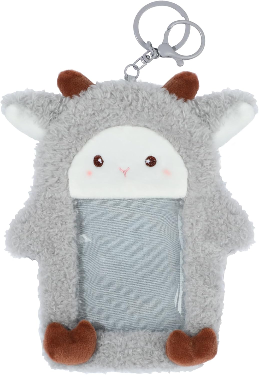 NEWEST Sheep Plush Kpop Photocard Holder with Keychain, Soft Lamb ID Badge Holder Protector Cover, Cute Cartoon Farm Animal Photo Case Sleeves for Idol ID Card Student Worker Bag Charm Pendant