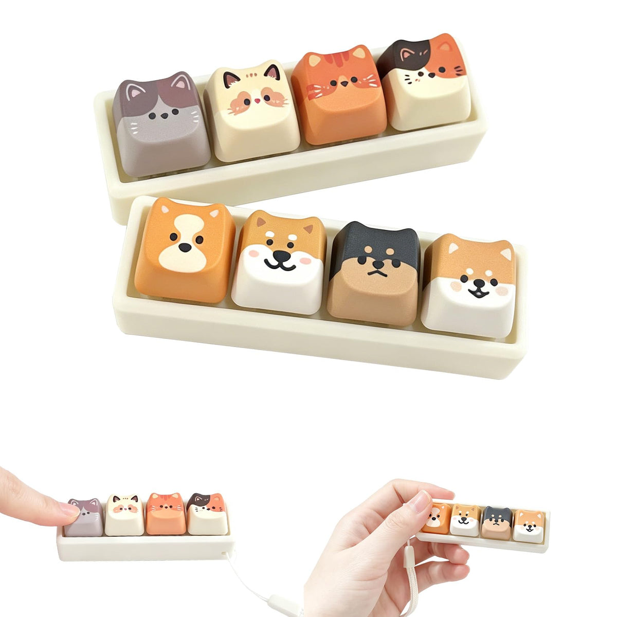 Cute Cat Keyboard Fidget Toy,Crisp Sound,Stress Relief Fidget Clicker Keychain,Creative Keycap Button, for Adults at Work, Travel, Home – Anxiety Relief & Focus Boost (Cat)