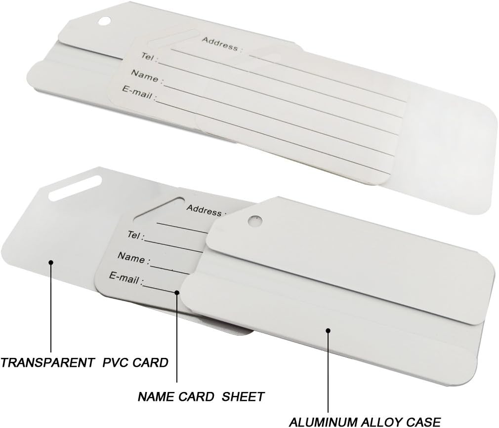 Aluminum Luggage Tags, Luggage Tag Holders for Travel Luggage Baggage Identifier by Ovener (2Pack Silver)
