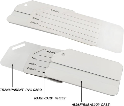 Aluminum Luggage Tags, Luggage Tag Holders for Travel Luggage Baggage Identifier by Ovener (2Pack Silver)
