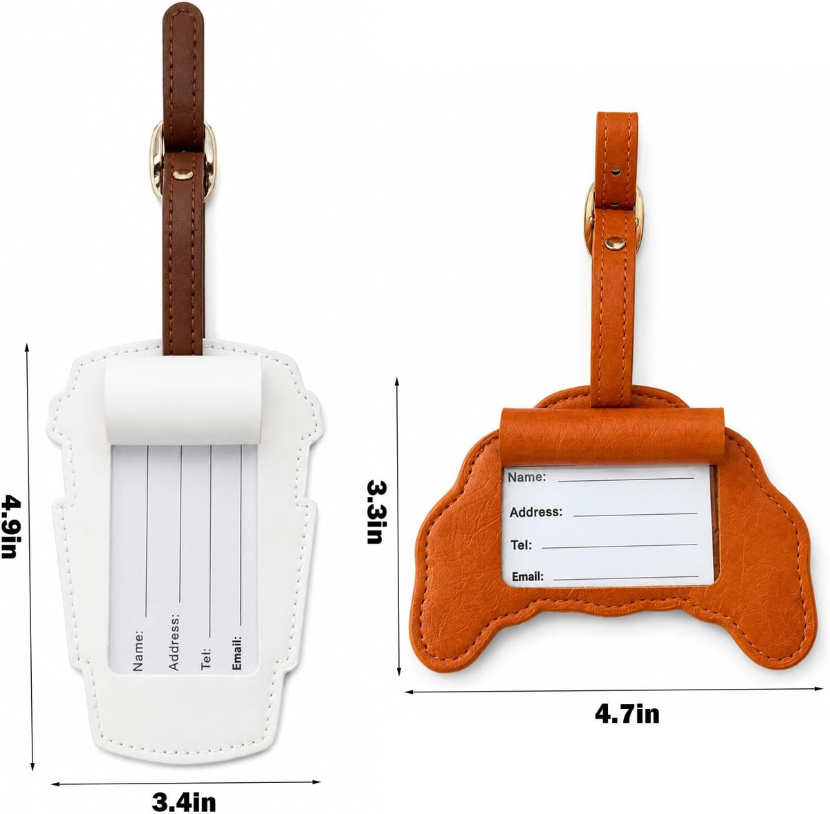 Couples Luggage Tags Set of 2, Cute Matching Suitcase & Baggage Tags for Travel, Funny Mr & Mrs Bag Tag, Honeymoon & Wedding Gifts for Couples (Coffee&Croissant)