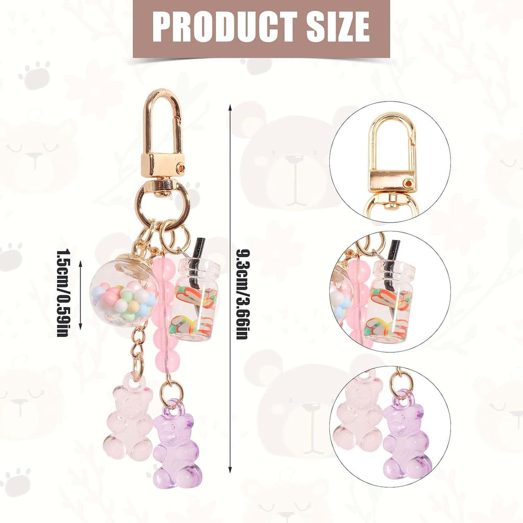 Mikovivi 2pcs Cute Bear Keychain, Resin Macarons Bear Charms Key Chain