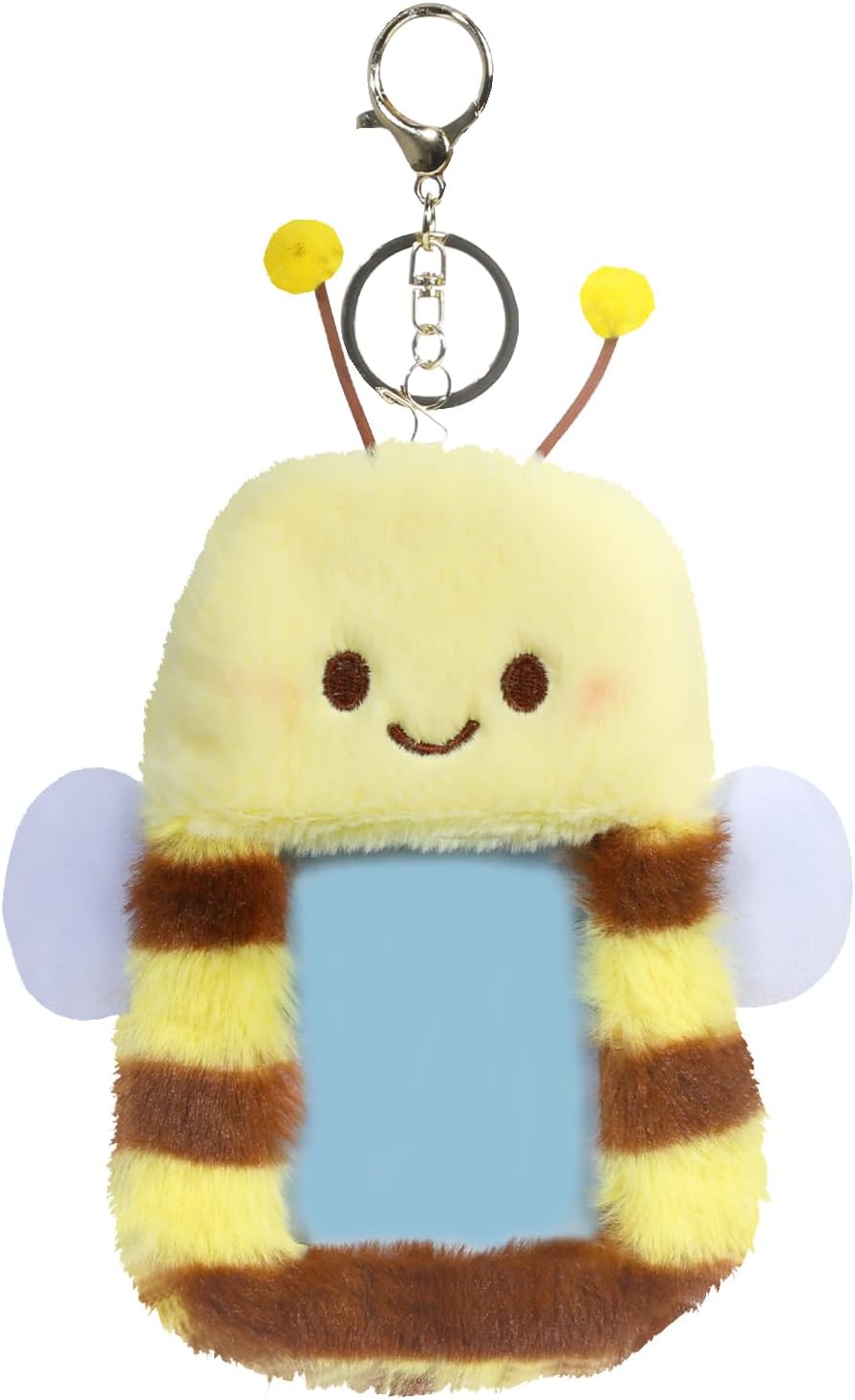 NEWEST Cute Bee Plush Kpop Photocard Holder with Keychain, Soft Cartoon Animal ID Badge Holder, 3 Inch Photo Protective Sleeve Case Card Cover for Kpop Idol Photo Card School Office Card Supplies