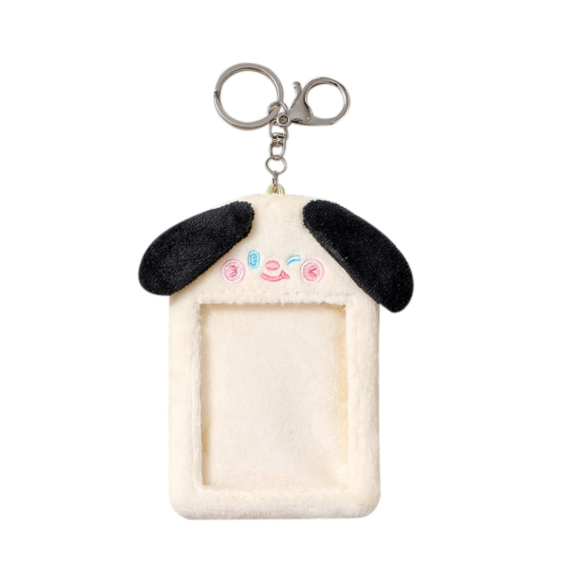 JUMISEE Cute Plush Kpop Photocard Holder with Keychain, Cartoon Bear Photo Sleeve ID Bank Credit Card Holder Protector