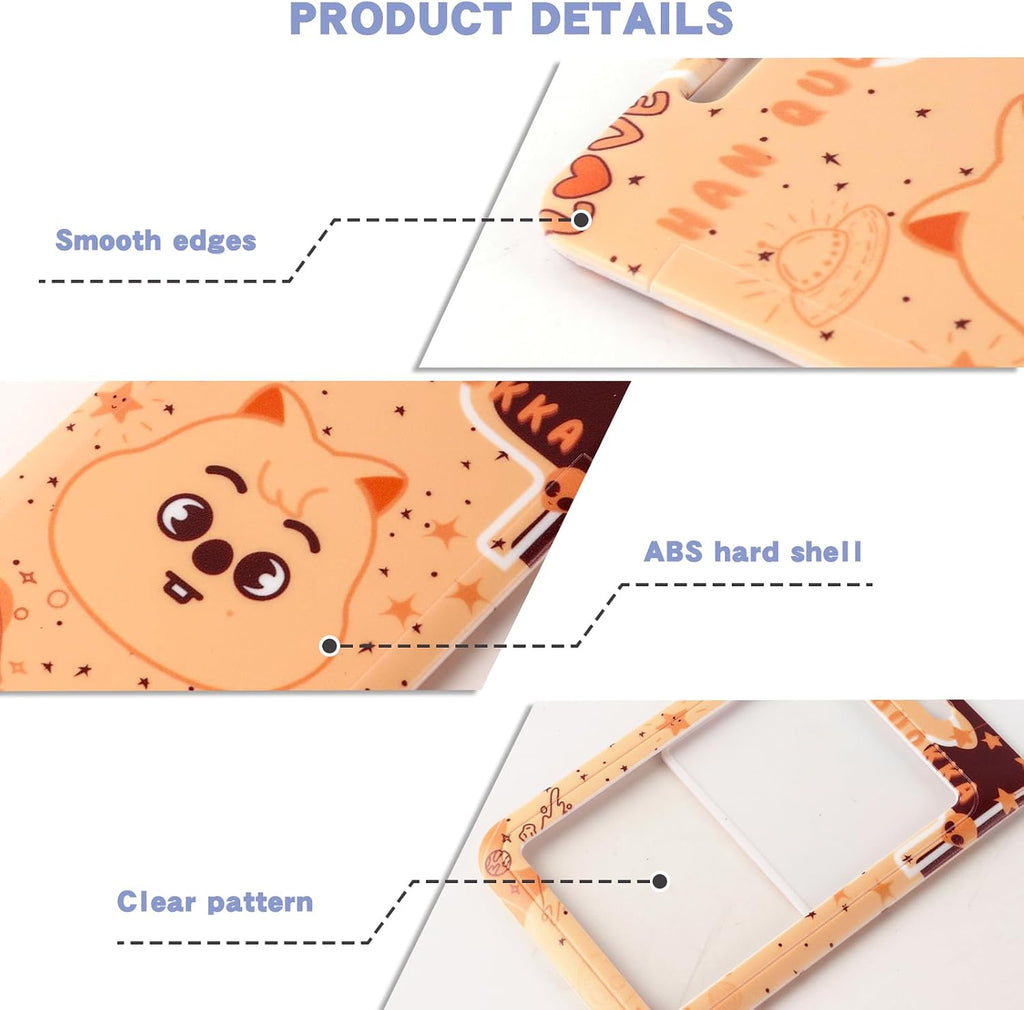 SK-Z Cartoon Photocard Holder with Lanyard, Cute Animal Themed Photocard Holder Keychain Hard Shell Protective Photo Sleeves