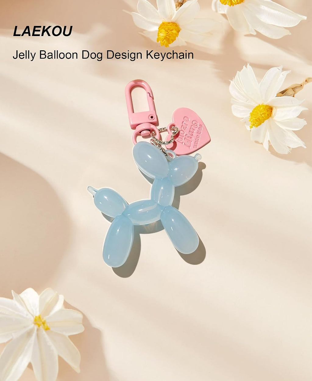 LAEKOU Jelly Balloon Dog Keychain for Women, Cute Bag Charms Key Chain