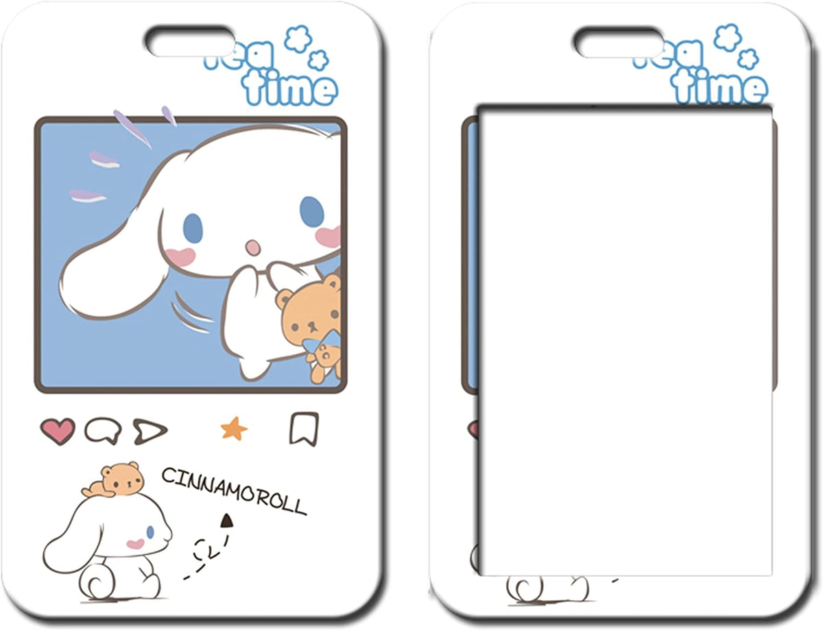 Cinamorol ID Badge Holder,Funny Anime ID Card Holder,Cute White and Blue Card Holder for School ID Office ID Lanyard,Kawaii ID Holder,Cool Badge Holders for Women Men Guys Girls Boys Kids Teachers