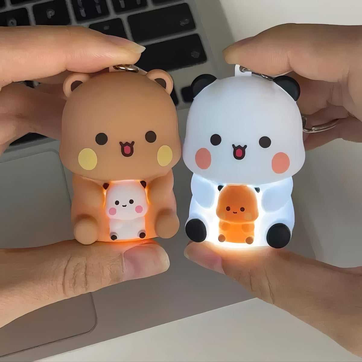 2PCS BuBuuu and Duduuu Cute Keychains,Mini Kawaii Cartoon Statue Figurine Key Chain for Women Girl Backpack