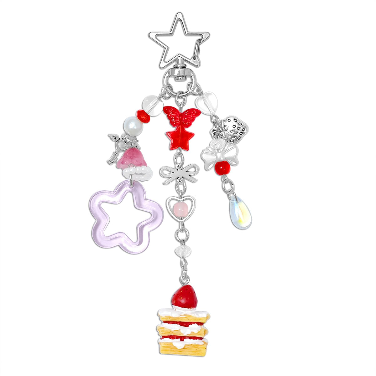 cioatu Y2K Aesthetic Keychains for Women Cute Flowers Star Cake Jellyfish Keychins Charms Kawaii Bag Purse Decor