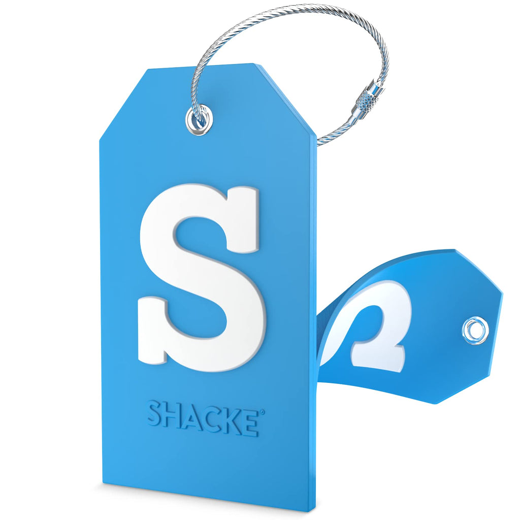 Shacke Initial Luggage Tag with Privacy Cover & Steel Loop (Orange, B)