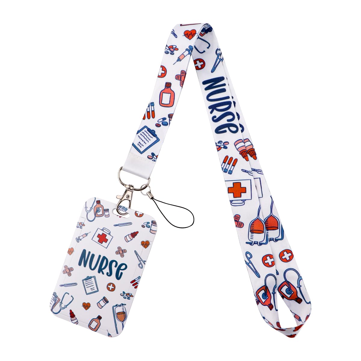 Cartoon Cat Lanyard for Keys for Women Kids with Sliding Style ID Badge Card Holder Keychain Neck Lanyard Clip for School Work Nametag