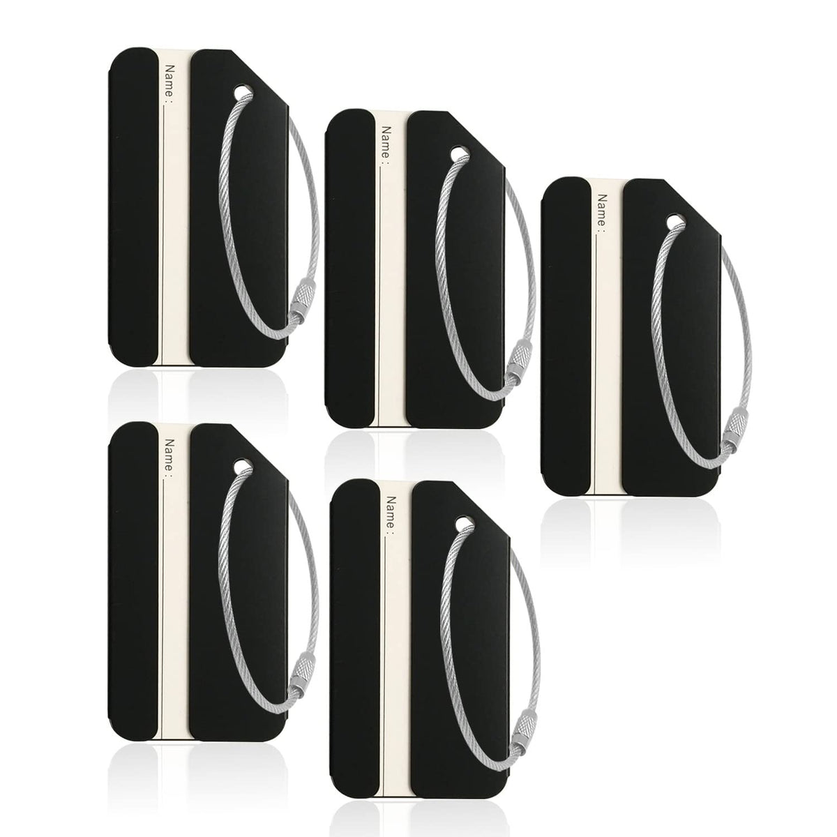 Aluminum Luggage Tags, Luggage Tag Holders for Travel Luggage Baggage Identifier by Ovener (2Pack Silver)