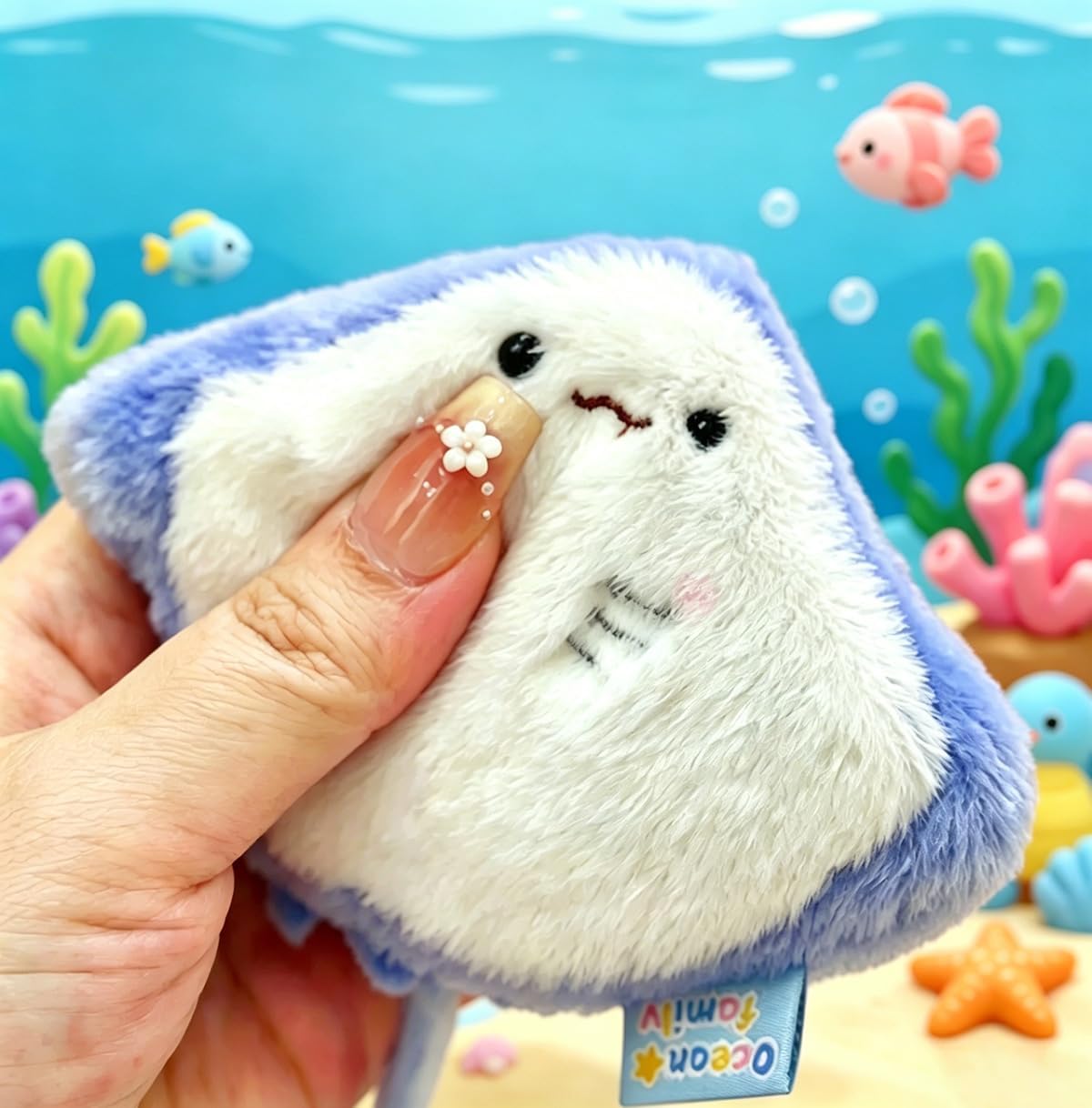 Cute Ocean Animal Plush Keychain-Stuffed Animal Bag Charm for Backpack Purse,Ocean Themed Gift for Teens Women