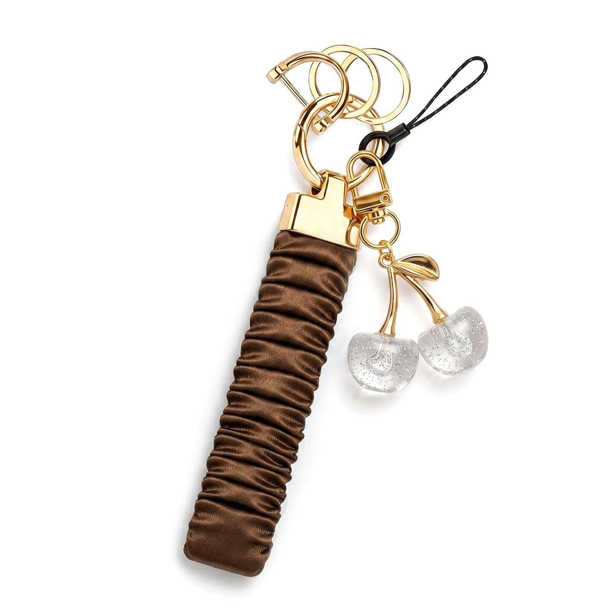 Angyape Stretchy Wristlet Keychain Cute Cherry Key Chain for Car Keys Holder Scrunchie Bracelet Wrist Lanyard for Women