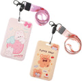 Mabor 2Pcs Photocard Holder Sliding Cute ID Badge Holder with Keychain