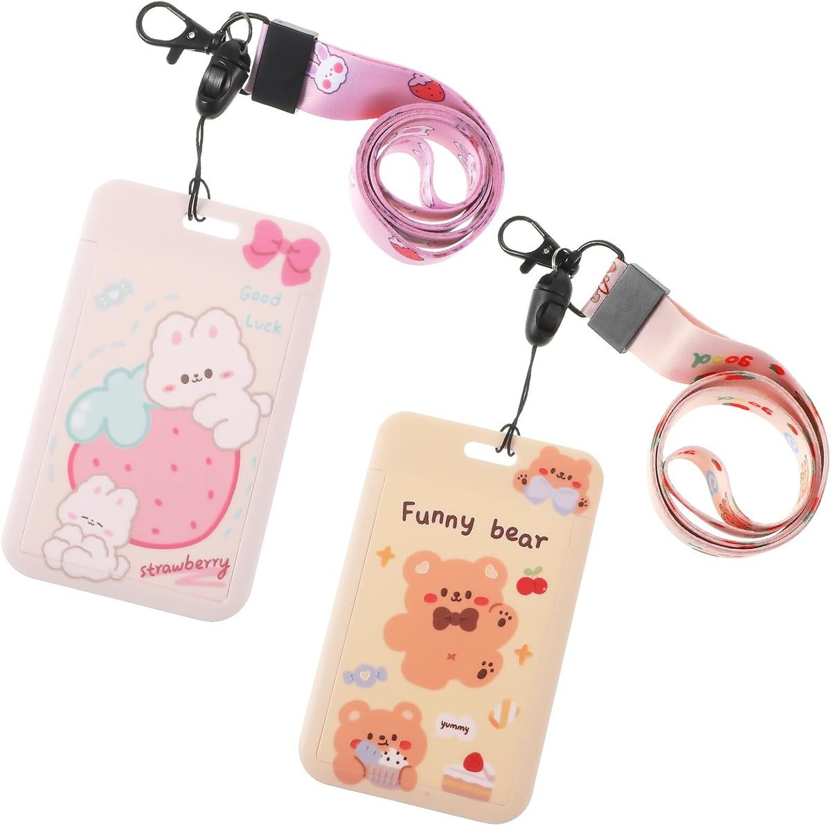 Mabor 2Pcs Photocard Holder Sliding Cute ID Badge Holder with Keychain
